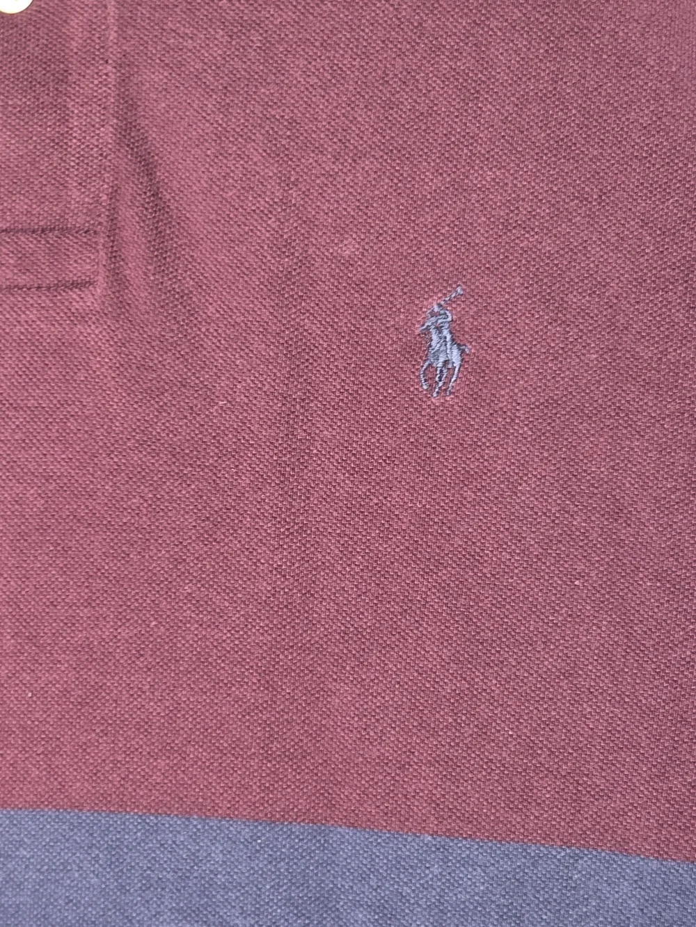 Polo by Ralph Lauren Burgundy, Navy & Yellow Striped Rugby Polo Long Sleeve